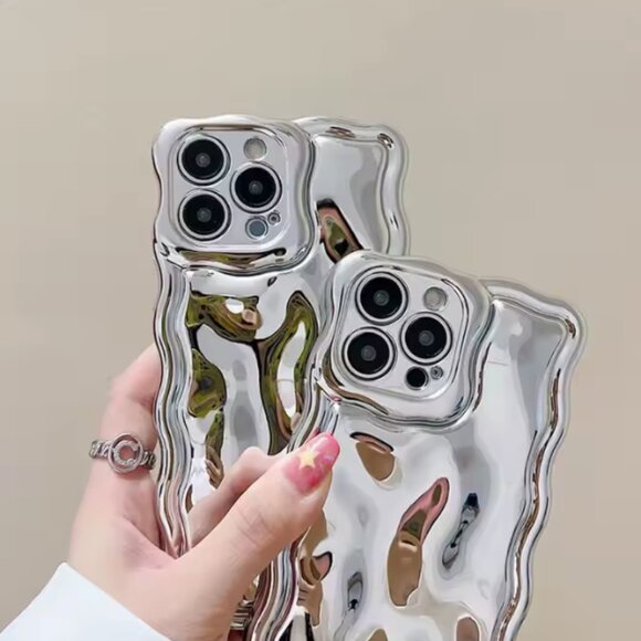 For Iphones all 16 15 14 13 Cute Kawaii Sliver Wavy Frame Girl Iphone Case Y2K - Picture 6 of 7